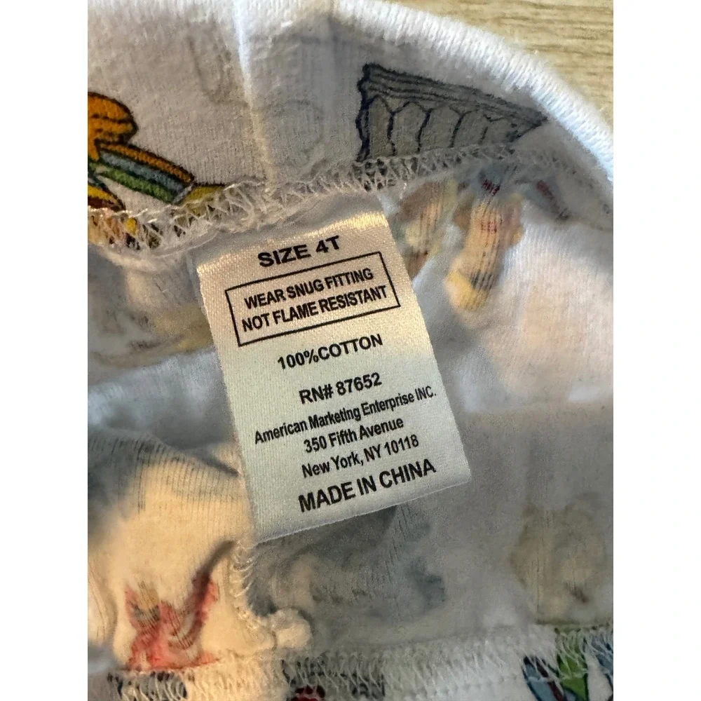 Sesame Street Elmo Cookie Monster Cotton Pajama Pants White 4T